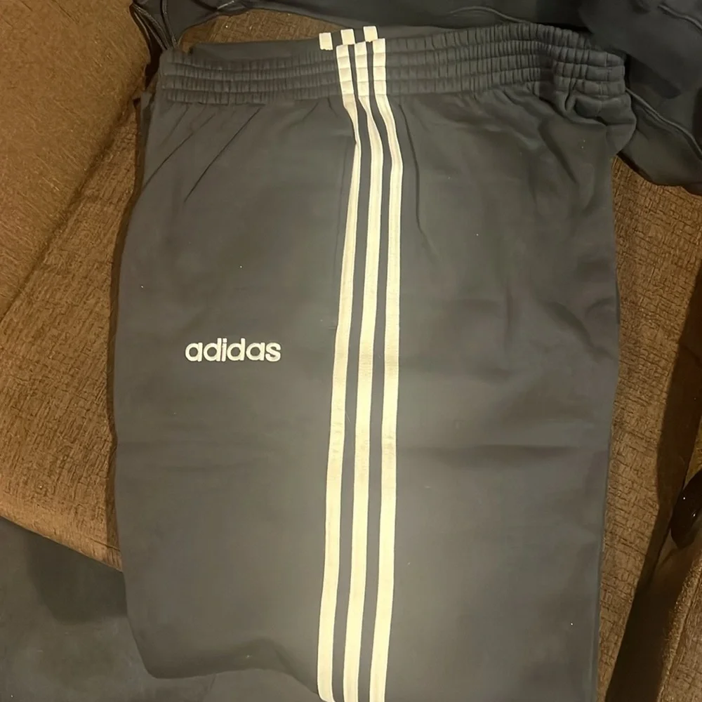 Adidas Black Hooded Sweatsuit with White Stripes - Picture 2 of 8